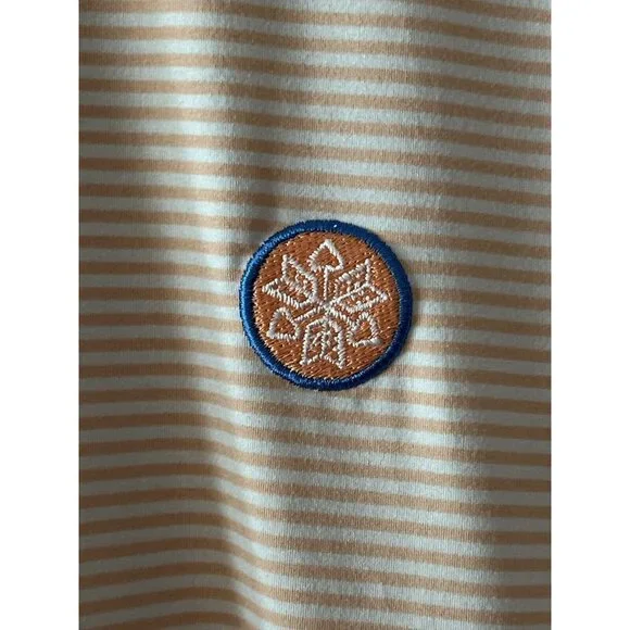 Draddy Sport Men's Medium Short Sleeve Golf Polo Muted Orange White Striped🏌️ - Picture 5 of 8